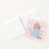 Monogram beautiful hand drawn botanical Pink blue ノートブック (内部)