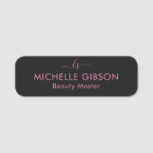 Monogram Beauty Professional Studio Pink Black 名札 (正面)