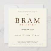 Monogram Beer Neutraaal Bosdier Jongen Geboorte カード (裏面)