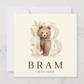 Monogram Beer Neutraaal Bosdier Jongen Geboorte カード (正面)
