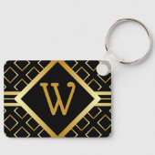 Monogram BLACK and FAUX Gold with INITIAL Only キーホルダー (正面)