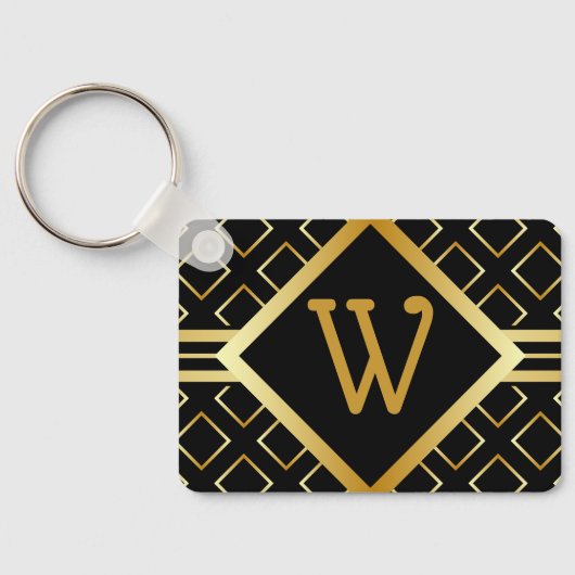Monogram BLACK and FAUX Gold with INITIAL Only キーホルダー (裏面)