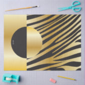 Monogram Black and Gold Striped Zebra Pattern 薄葉紙 (クラフト)