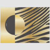 Monogram Black and Gold Striped Zebra Pattern 薄葉紙 (正面)