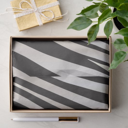 Monogram Black and Silver Striped Zebra Pattern 薄葉紙 (ギフト)