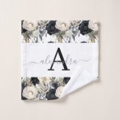 Monogram Black and White Modern Towel Set バスタオルセット (ウォッシュタオル)