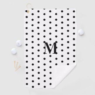Monogram Black and White Polka Dot  ゴルフタオル