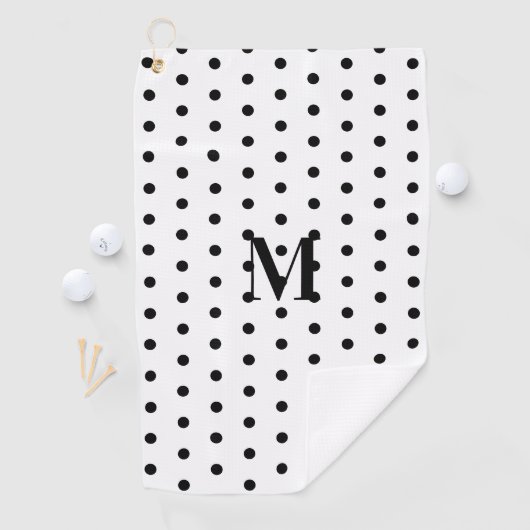 Monogram Black and White Polka Dot  ゴルフタオル (インサイチュ)