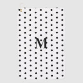 Monogram Black and White Polka Dot  ゴルフタオル (正面)