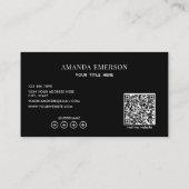 Monogram Black And White Simple Qr Code 名刺 (裏面)