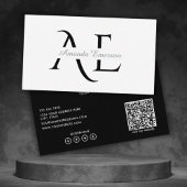 Monogram Black And White Simple Qr Code  名刺