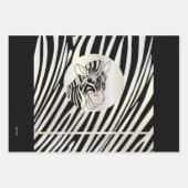 Monogram Black and White Striped Zebra Pattern ラッピングペーパーシート (正面2)
