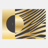 Monogram Black and White Striped Zebra Pattern ラッピングペーパーシート (正面)