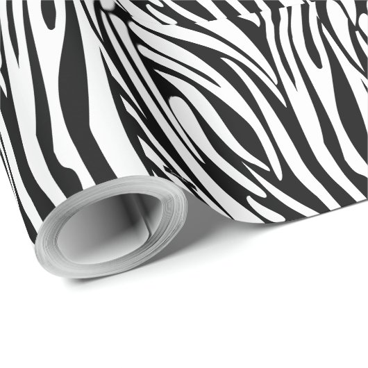 Monogram Black and White Striped Zebra Pattern ラッピングペーパー (ロールコーナー)