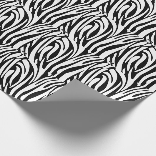 Monogram Black and White Striped Zebra Pattern ラッピングペーパー (角)