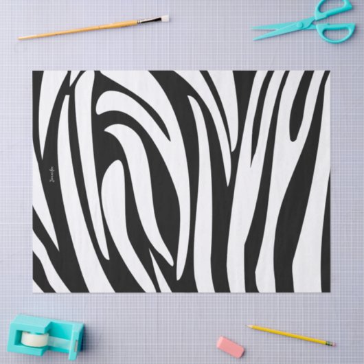 Monogram Black and White Striped Zebra Pattern 薄葉紙 (クラフト)