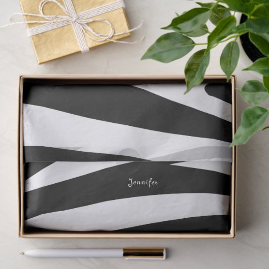 Monogram Black and White Striped Zebra Pattern 薄葉紙 (ギフト)