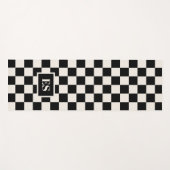 Monogram Black Cream Checkered Pattern ヨガマット (正面(横))