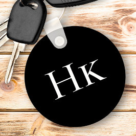 Monogram Black Elegant Classic Monogrammed Initial キーホルダー