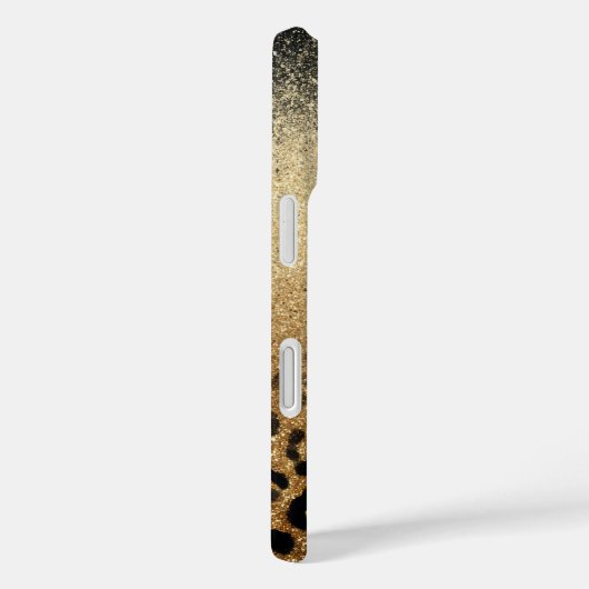 Monogram Black Gold Glitter Leopard Print Case-Mate iPhoneケース (裏面 / 右)
