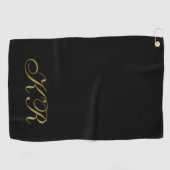Monogram Black Gold Initial Letters Elegant Men  ゴルフタオル (横)