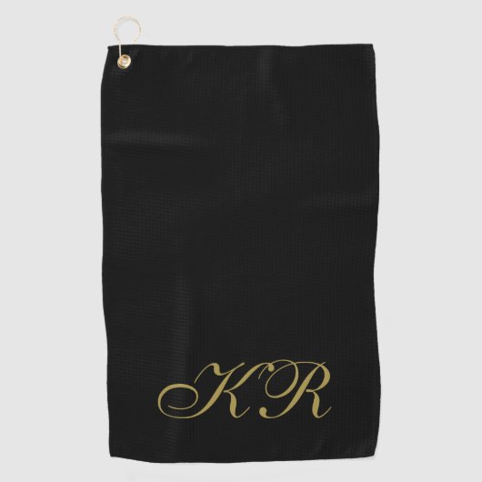 Monogram Black Gold Initial Letters Elegant Men  ゴルフタオル (正面)
