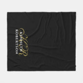 Monogram Black Gold White Minimalist Elegant Men  フリースブランケット (正面(横))