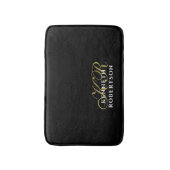 Monogram Black Gold White Minimalist Men Elegant バスマット (正面縦)