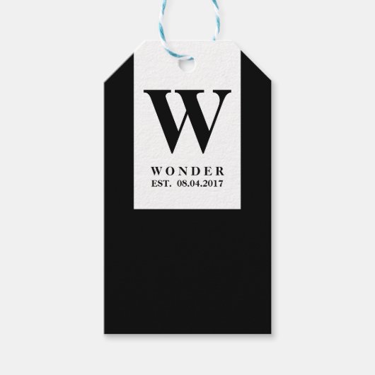 Monogram black Newly Wed gift for Wedding  ギフトタグ (正面)