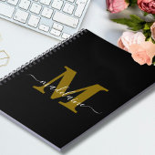 Monogram Black Notebook Custom Initial & Name ノートブック