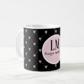 Monogram Black & Pink Bow Script コーヒーマグカップ (正面左)