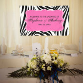 Monogram Black, White and Hot Pink Zebra Wedding 横断幕