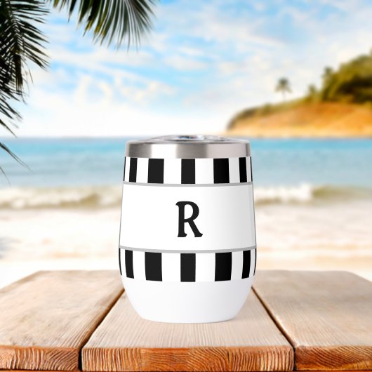 Monogram Black White Cabana Stripes (ビーチ (回転後))