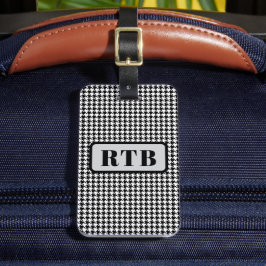Monogram Black & White Houndstooth 2-sided w/Text  ラゲッジタグ