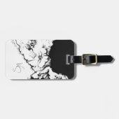 Monogram Black & White Original Stipple Art Floral ラゲッジタグ (正面横)