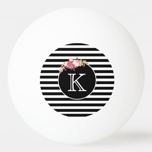 Monogram Black & White Stripes 卓球ボール (正面)