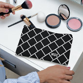 Monogram, Black & White Stylish Trellis Pattern アクセサリーポーチ