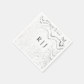 Monogram Black White Swirls Abstract  Wedding スタンダードカクテルナプキン (角)