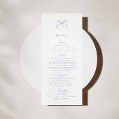 Monogram Blue Bow Wedding Menu Card 招待状