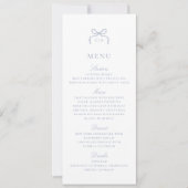Monogram Blue Bow Wedding Menu Card 招待状 (正面)