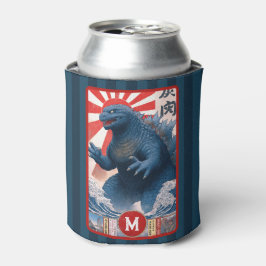Monogram Blue Lizard Monster Bold Retro Cool Fun 缶クーラー