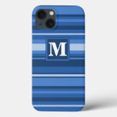 Monogram blue stripes Case-Mate iPhone case Case-Mate iPhoneケース (裏面)