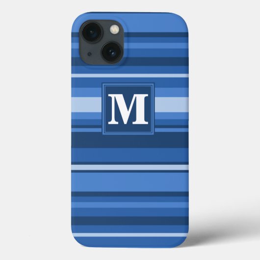 Monogram blue stripes Case-Mate iPhone case iPhoneケース (裏面)