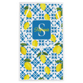 Monogram Blue Tile French Country Lemon Pattern  スモールペーパーバッグ (裏面)