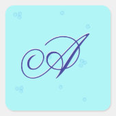 Monogram blue tiny fowers スクエアシール (正面)