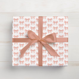 Monogram Blush Pink Bow Watercolor ラッピングペーパー