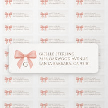 Monogram Blush Pink Bow Watercolor