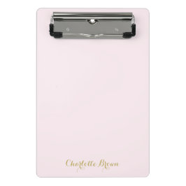 Monogram Blush Pink Gold Modern Minimalist ミニクリップボード