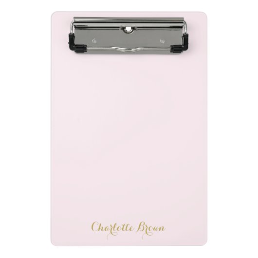Monogram Blush Pink Gold Modern Minimalist ミニクリップボード (正面)