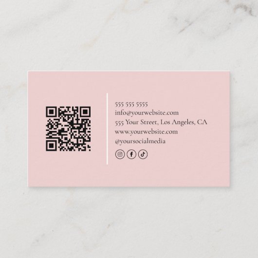 Monogram Blush Pink Hair Stylist QR Code 名刺 (裏面)